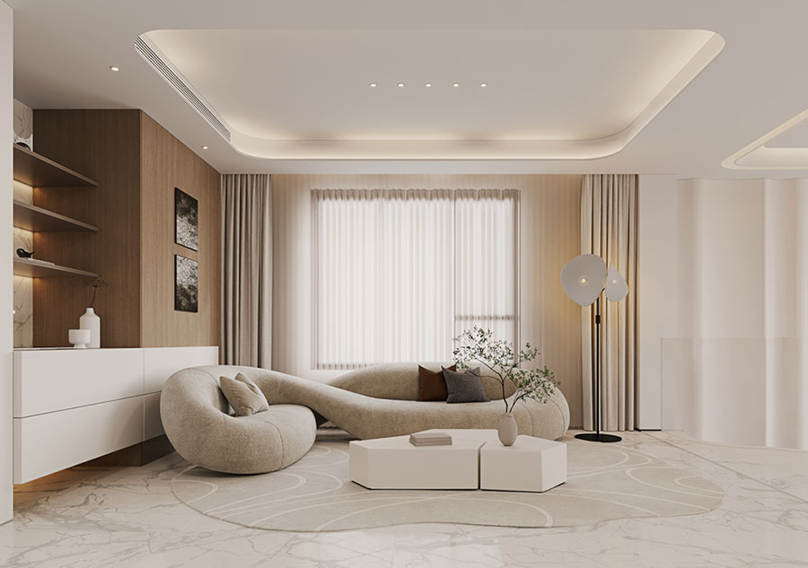 空间意境：极简底色下的“温润奢华与光影诗